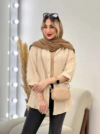 شومیز جلو دکمه آستین سه ربع