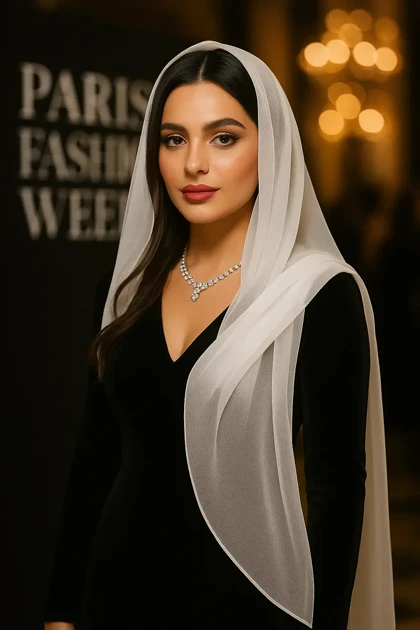 شال حریر شیشه‌ای دوردوزی شده - ظرافت و زیبایی برای استایل بانوی ایرانی