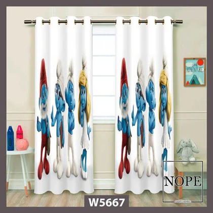 پرده کودک طرح اسمورف ها مدل W5667