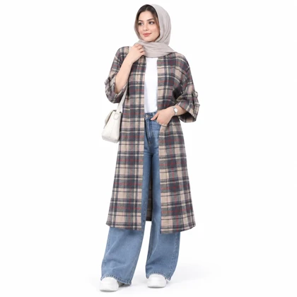 مانتو اسپرت چهارخونه پشمی پاییزه