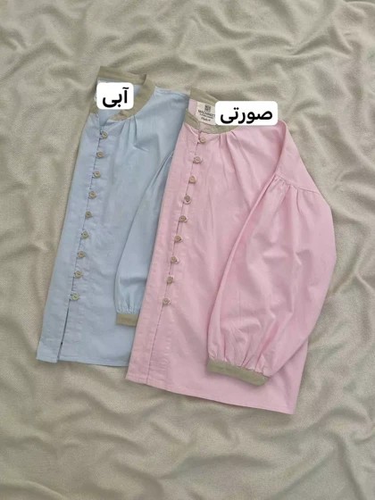 شومیز لینن آستین پف کد 5714