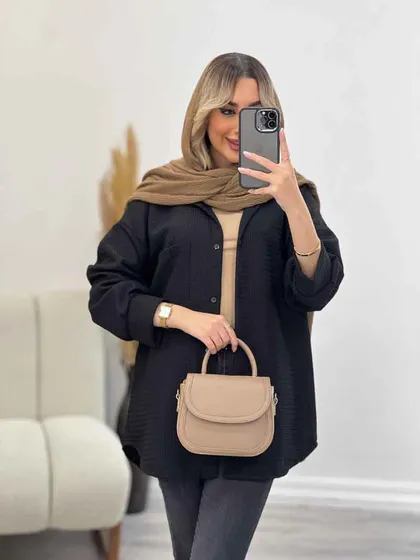 مانتو جلو دکمه تک جیب 4346