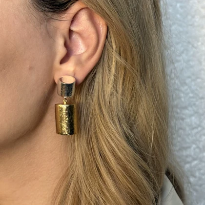 گوشواره دو رنگ استوانه‌ای