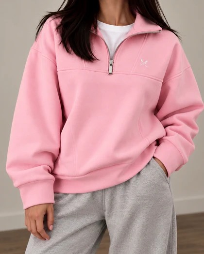 دورس نیم زیپ صورتی انگلیسی crewclothing