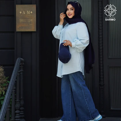 شومیز پاستیلی آبی