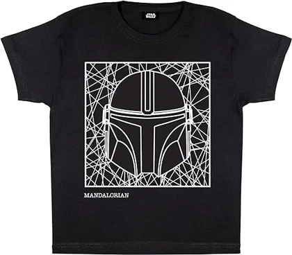 تیشرت لانگ دخترانه مندلورین | تیشرت لانگ دخترانه The Mandalorian طرح Helmet Line Drawing کد 132247