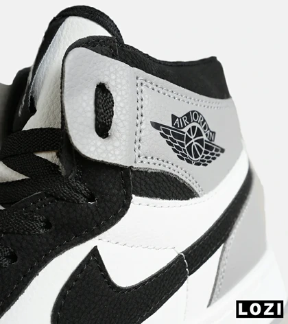 کفش کتانی ساق‌دار مردانه و زنانه سفید مشکی طوسی NIKE jordan 1 مدل 7688