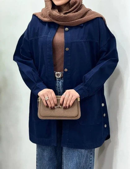 مانتو کتان پاییزه بغل دکمه 2