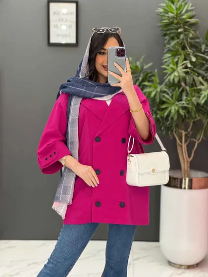 مانتو کتی شش دکمه آستین پرچ