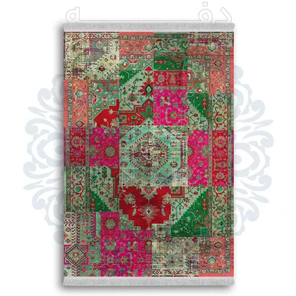 فرشینه از جنس پارچه هازان مخمل ترک طرح گلیم برند دفه کد DDGG 75