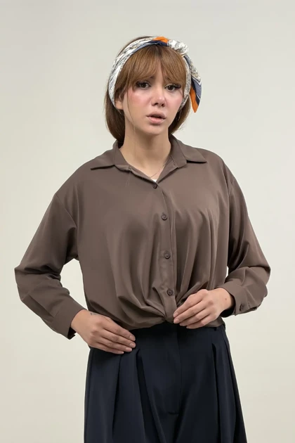 شومیز حریر ژاکلین جلو گره‌ای