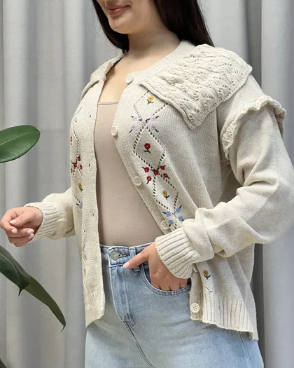 ژاکت بافت گلدوزی