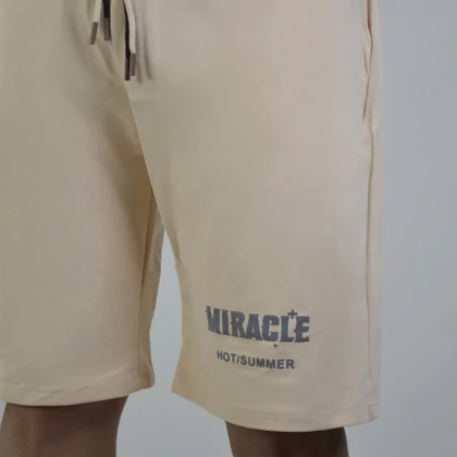 ست تیشرت و شلوارک اسپرت شنگلی مدل T110 کرم