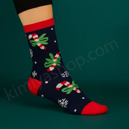 جوراب نیم ساق زنانه سبز کوکو طرح پاپیون