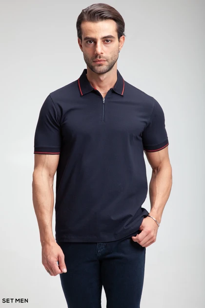 تیشرت یقه دار نیم زیپ