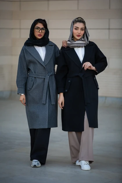 پالتو بلند جیب دکمه دار