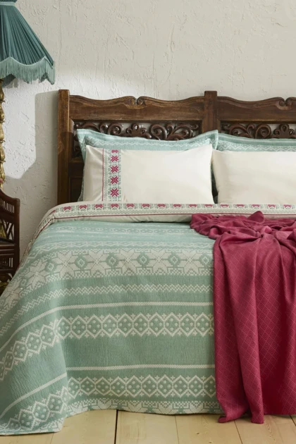 سرویس روتختی دو نفره Karaca Home مدل Gloin پنبه‌ای - بژ