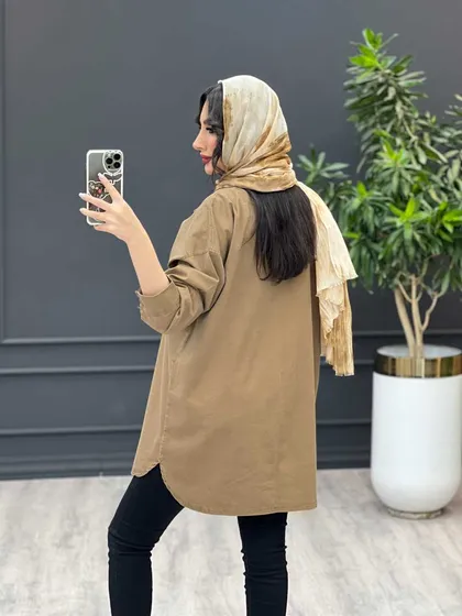 مانتو جین رنگی دو جیب