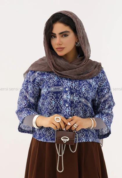 شومیز شیشه ای طرح دار کد1006092