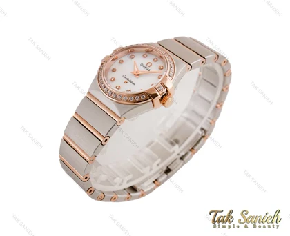 ساعت امگا کانسلیشن زنانه رزگلد سیلور نگین‌دار Omega-4076-L