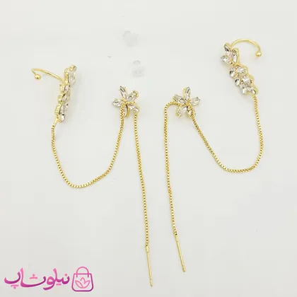 گوشواره لاله گوش زنانه نگین‌دار طلایی (جفت)