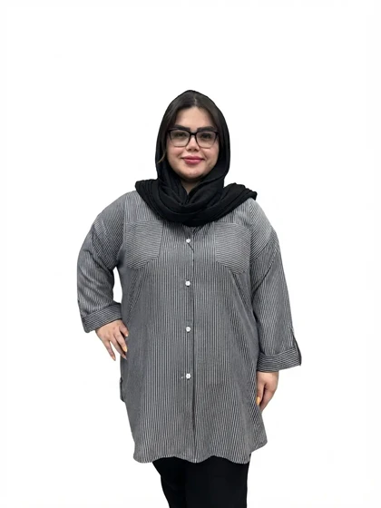 شومیز راه راه پاگن زنانه سایز بزرگ