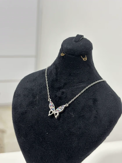 گردنبند نقره زنانه اصل با پلاک پروانه 981