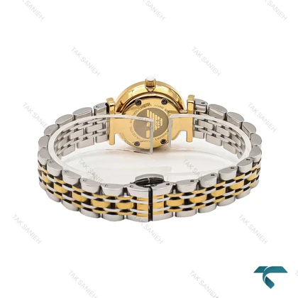 ساعت زنانه امپریو آرمانی مینی دو رنگ طلایی صفحه نقره ای نگینی Armani-6691-L