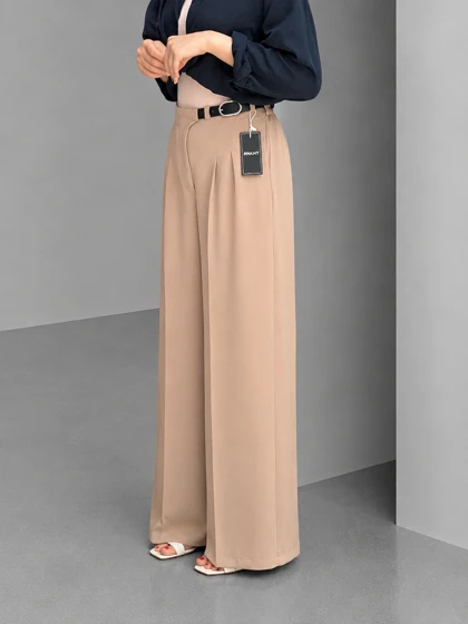 شلوار بگ پارچه ای کمربندی