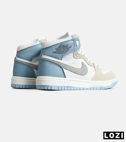 کفش کتانی ساق‌دار زنانه و مردانه سفید کرم آبی نایک NIKE jordan 1 مدل 8143