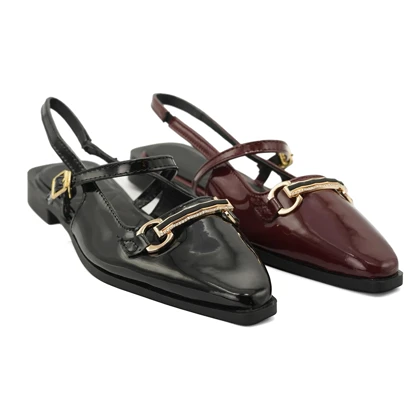 کفش کالج زنانه ورنی مدل Flat shoes - 0218 _ Black