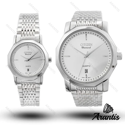 ساعت ست سیتیزن Diamond تمام نقره ای s-10185