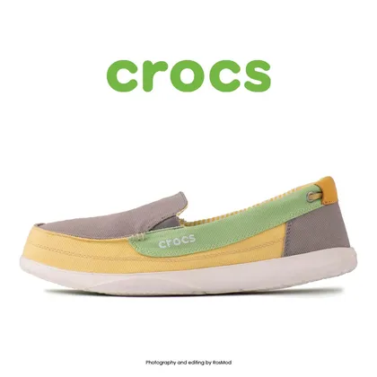 لوفر زنانه کراکس - Crocs Walu Canvas Loafer Smoke/Buttercup
