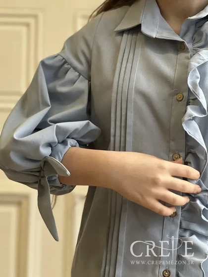 شومیز چین‌دار آبی