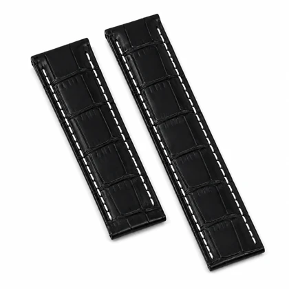 بند چرم ساعت مچی برتلینگ سایز 24 مشکی m-10702