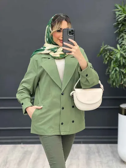 مانتو لینن سر آستین دکمه