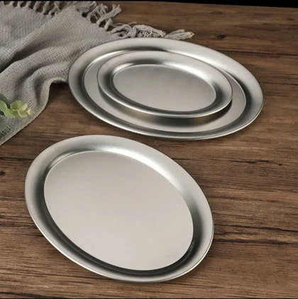 بشقاب بیضی استیل سیلور