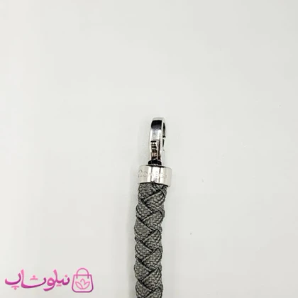 دستبند امگا کنفی یا برزنتی طوسی روشن با قفل نقره ای سایز لارج کیفیت مستر کد 1100