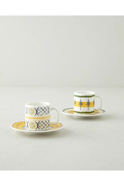 سرویس فنجان قهوه دو نفره English Home مدل Talavera Garden چینی استخوانی - آبی