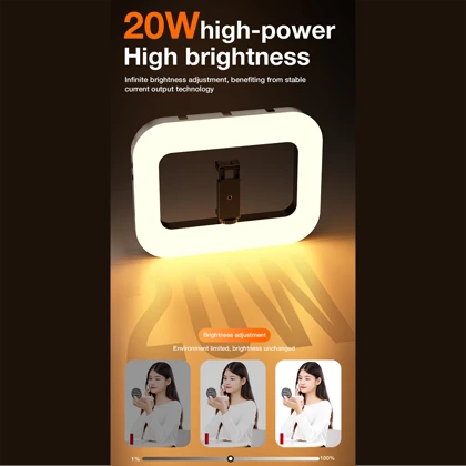چراغ رینگ لایت مربعی مدل ZGRL-02 با هولدر موبایل