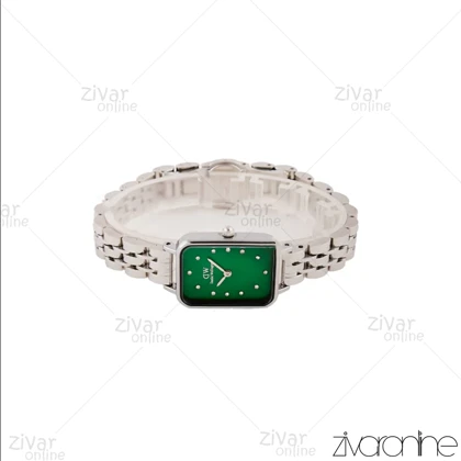 ساعت دنیل ولینگتون کوادرو زنانه سیلور صفحه سبز ایندکس نگین‌دار 105602