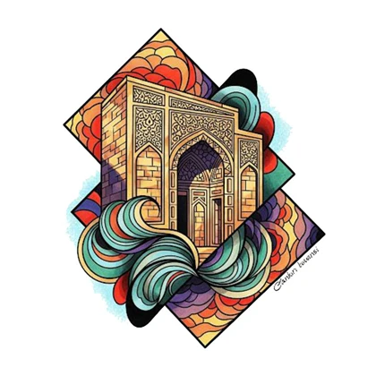 استیکر پارچه و لباس پاد آفرین مدل فرش ایرانی کد 3690