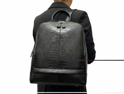 کوله چرم طبیعی داریا مشکی کروکدیل