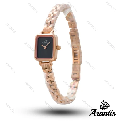ساعت دنیل ولینگتون زنانه مینی Quadro رزگلد صفحه مشکی w-10831