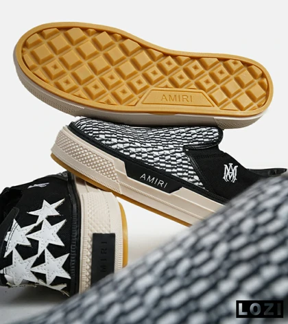 کفش اسنیکرزونس مشکی سفید Amiri Stars Text مدل 5999