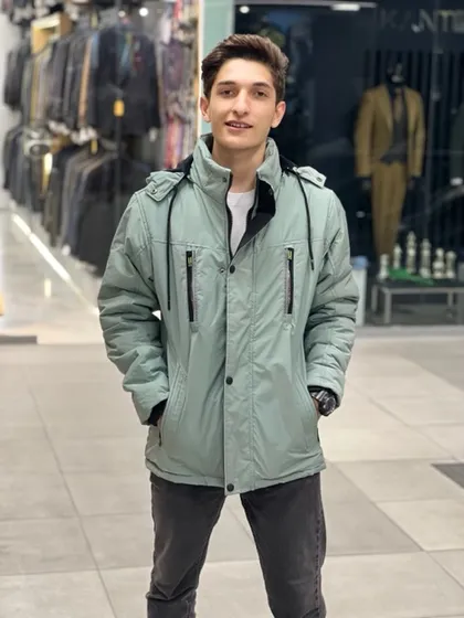 کاپشن قواره دار ضخیم برزنتی با عایق پشم شیشه سبز پسته ای خاص