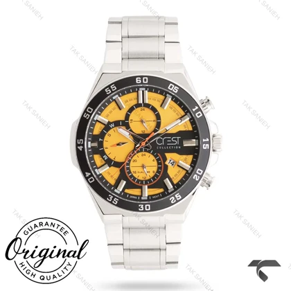 ساعت کرست مردانه 6299-2 فول دیت صفحه زرد Crest-10918-G