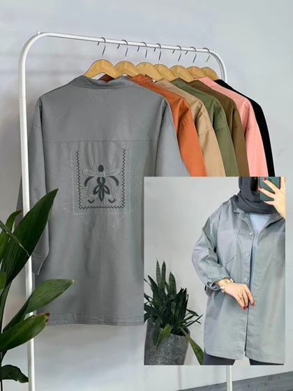 مانتو جین رنگی گلدوزی