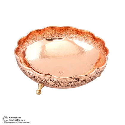 آجیل خوری سه پایه مس دیبا رنگ مسی کد 1058