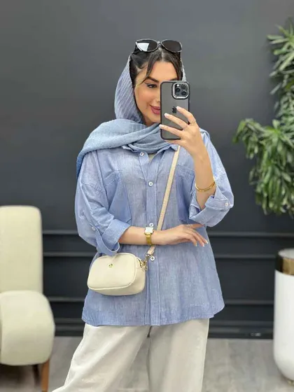 شومیز راه راه دو جیب نیلا